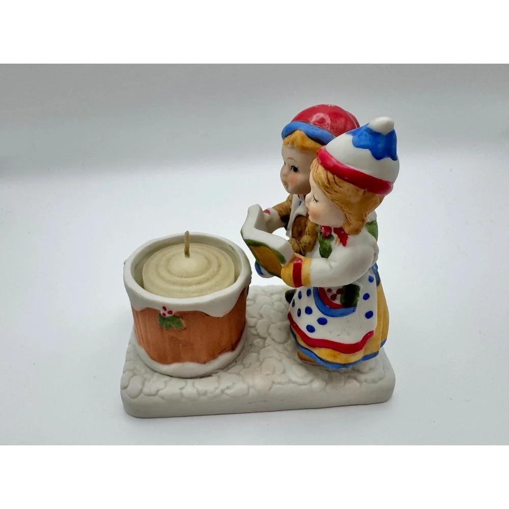 1982 Fine Porcelain Vintage‎ Carolers Candle Holder Christmas Collectible